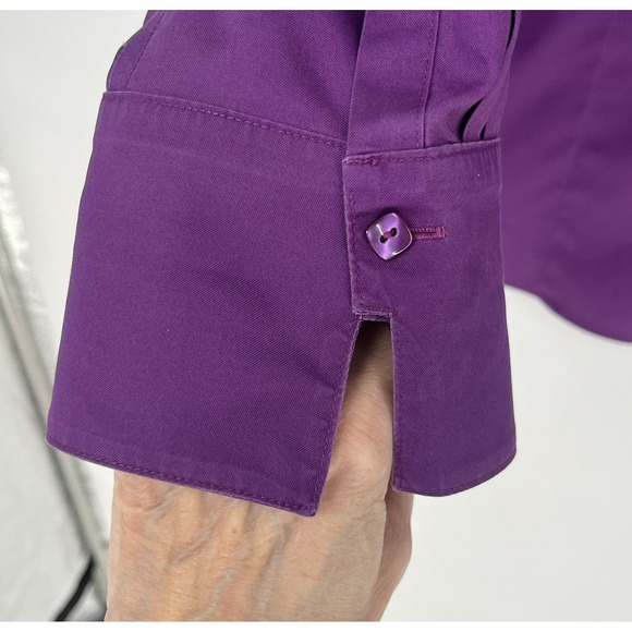 Chicos Button Down Blouse Womens Size 2 L No-iron Purple Cotton Teacher Office - Picture 3 of 11